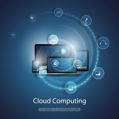 Cloud computer business template vector 02