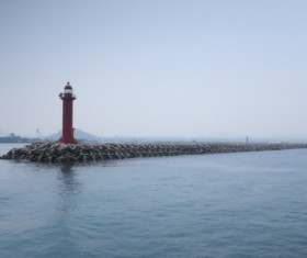 Coast Pier Lighthouse Stock Photo