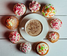 Coffee and Cup Cake Stock Photo