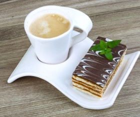 Coffee and Mille feuille Stock Photo