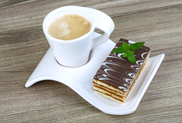 Coffee and Mille feuille Stock Photo