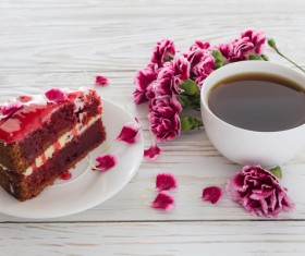 Coffee and tiramisu dessert Stock Photo