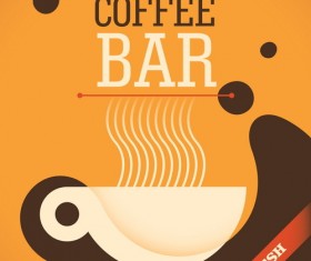 Coffee bar poster retro template vector 01
