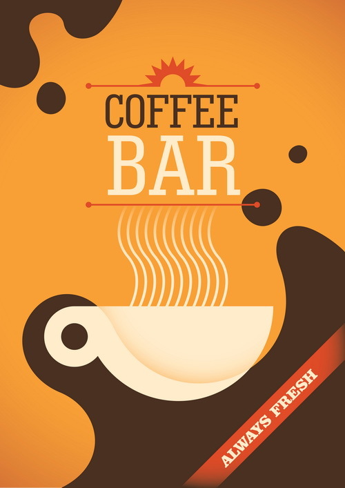 Coffee bar poster retro template vector 01