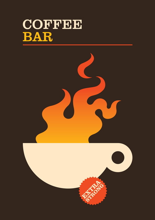 Coffee bar poster retro template vector 02