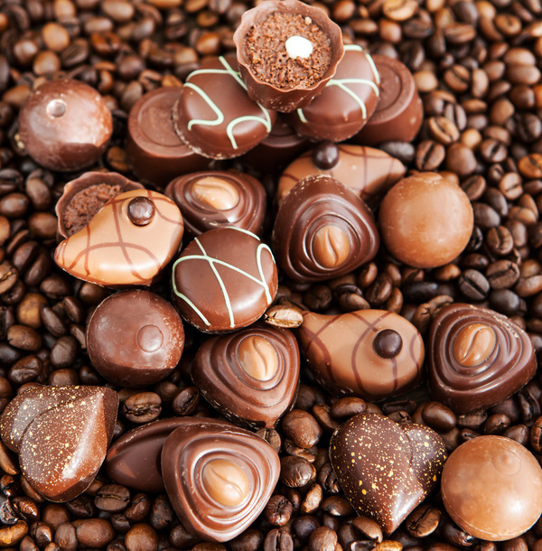 Coffee beans and candy chocolate Stock Photo 04