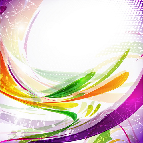 Colored abstract lines with grunge background vector 01