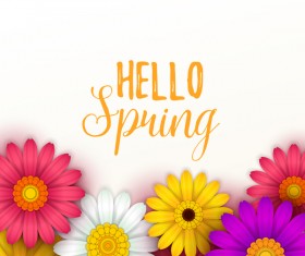 Colored flower with hello spring background vectors 04