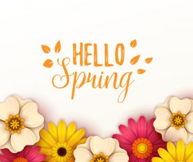 Colored flower with hello spring background vectors 09