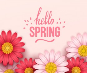 Colored flower with hello spring background vectors 11