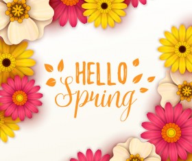 Colored flower with hello spring background vectors 12