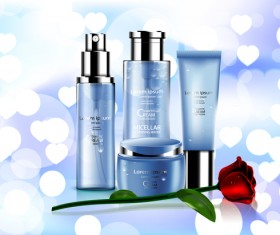 Cosmetic adv poster with heart shape background vector 01