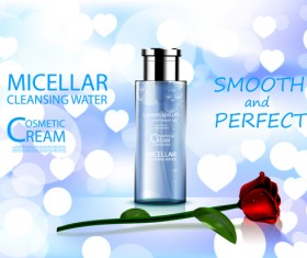 Cosmetic adv poster with heart shape background vector 03