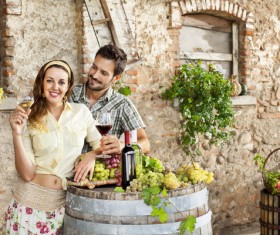 Couples tasting wine Stock Photo 01