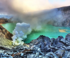 Crater in natural landscape lake Stock Photo 01