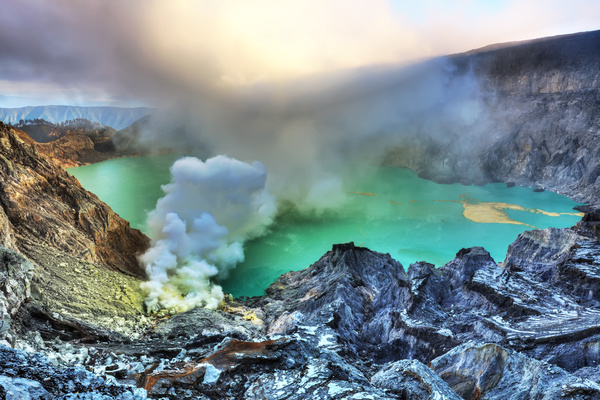 Crater in natural landscape lake Stock Photo 01