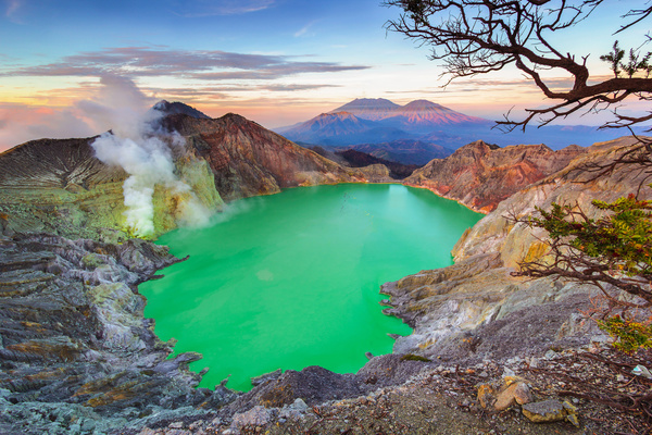 Crater in natural landscape lake Stock Photo 03