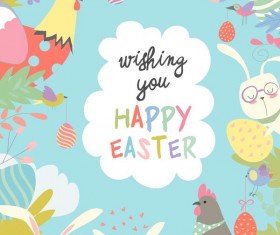 Cute cartoon animals frame with easter card 02