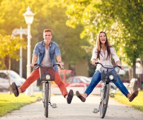 Cyclist couple Stock Photo