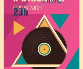 DJ session poster template retro vector 01