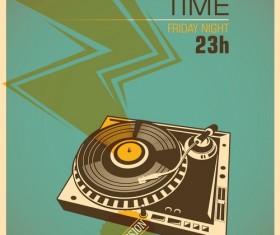 DJ session poster template retro vector 03