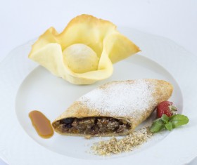 Delicious Walnut apple strudel Stock Photo 05