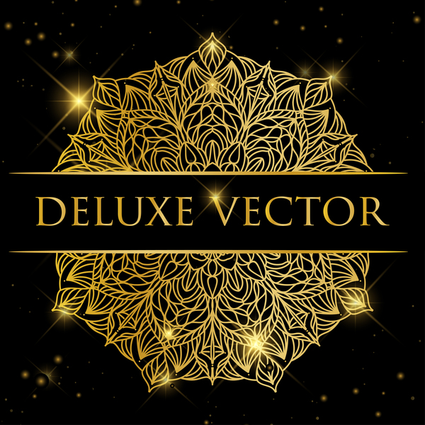 Deluxe golden ornament illustration vector material 02