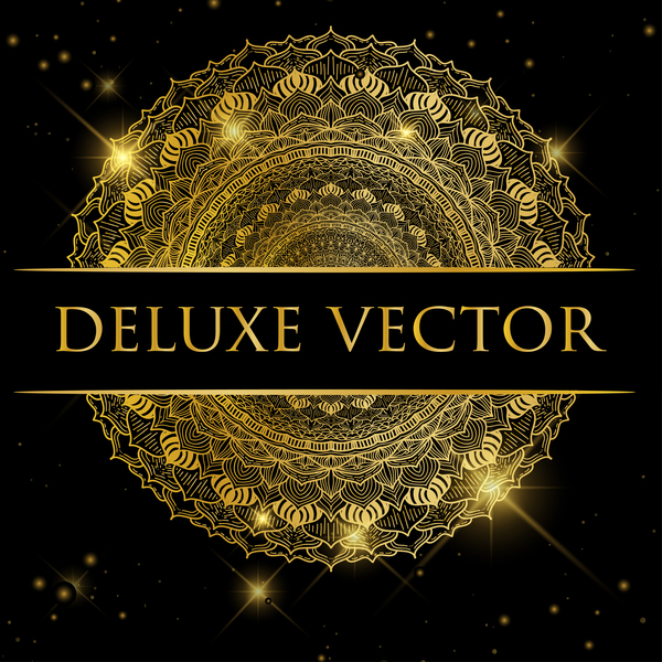 Deluxe golden ornament illustration vector material 03
