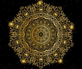 Deluxe golden ornament illustration vector material 07