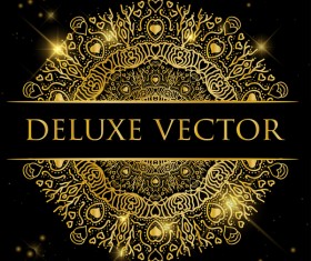 Deluxe golden ornament illustration vector material 08