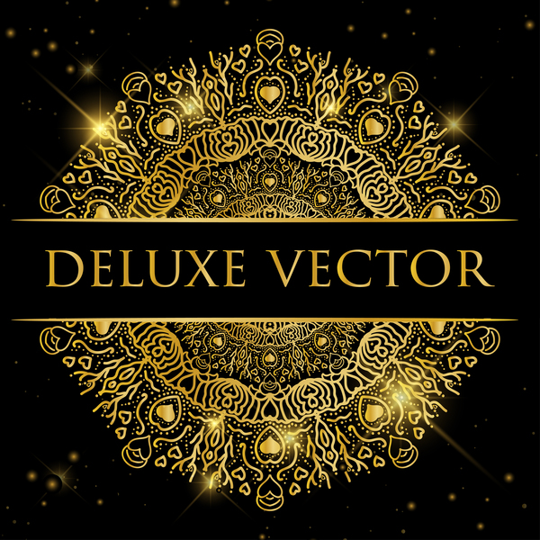 Deluxe golden ornament illustration vector material 08