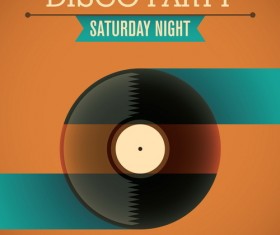 Disco party poster retro template vector 01