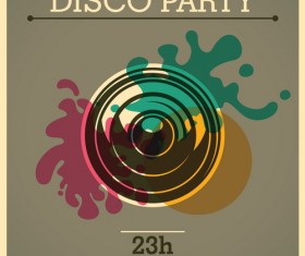 Disco party poster retro template vector 02