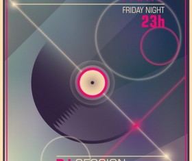 Disco party poster retro template vector 04