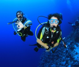 Diver with beautiful underwater world Stock Photo 07