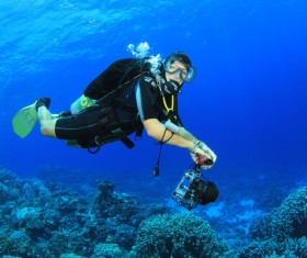 Diver with beautiful underwater world Stock Photo 08