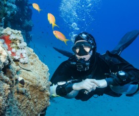 Diver with beautiful underwater world Stock Photo 11