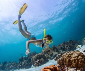 Diving woman Stock Photo 02