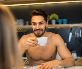Eating breakfast Couple Stock Photo 03