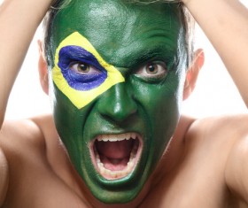 Excited Brazilian fans Stock Photo