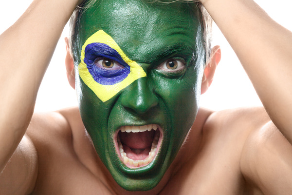Excited Brazilian fans Stock Photo
