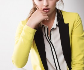 Expressionless woman Stock Photo