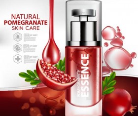 Facial treatment pomegranate cosmetic advertising poster vectors 01
