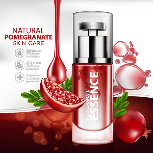 Facial treatment pomegranate cosmetic advertising poster vectors 01