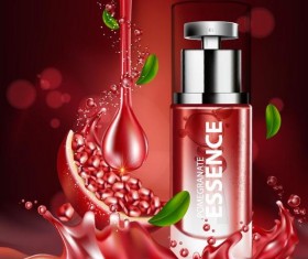 Facial treatment pomegranate cosmetic advertising poster vectors 02