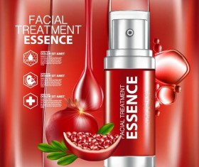 Facial treatment pomegranate cosmetic advertising poster vectors 03