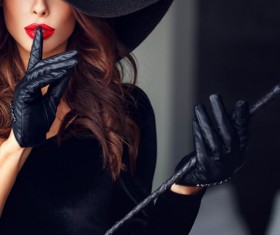 Fashion black costume woman Stock Photo 02