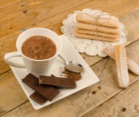 Finger cookie with coffee and chocolate candy Stock Photo