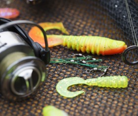 Fishing gear on the desktop Stock Photo 03