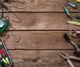 Fishing gear on the desktop Stock Photo 05